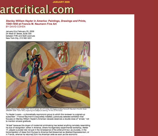 Artcritical.com January 2009